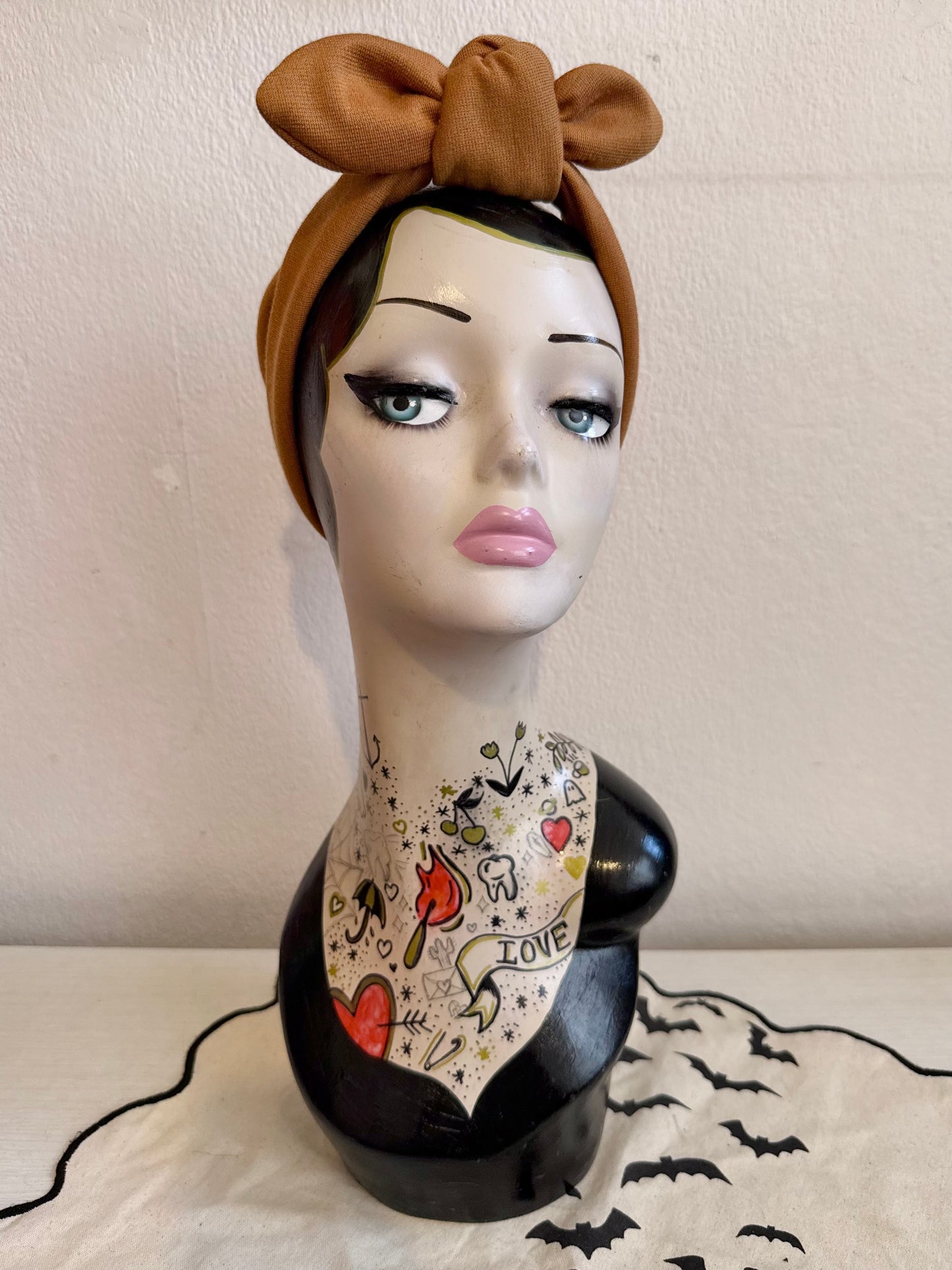 vintage style mustard jersey headband headscarf