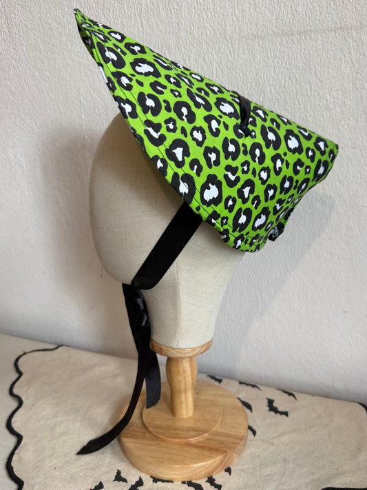 Green leopard print rockabilly sun hat