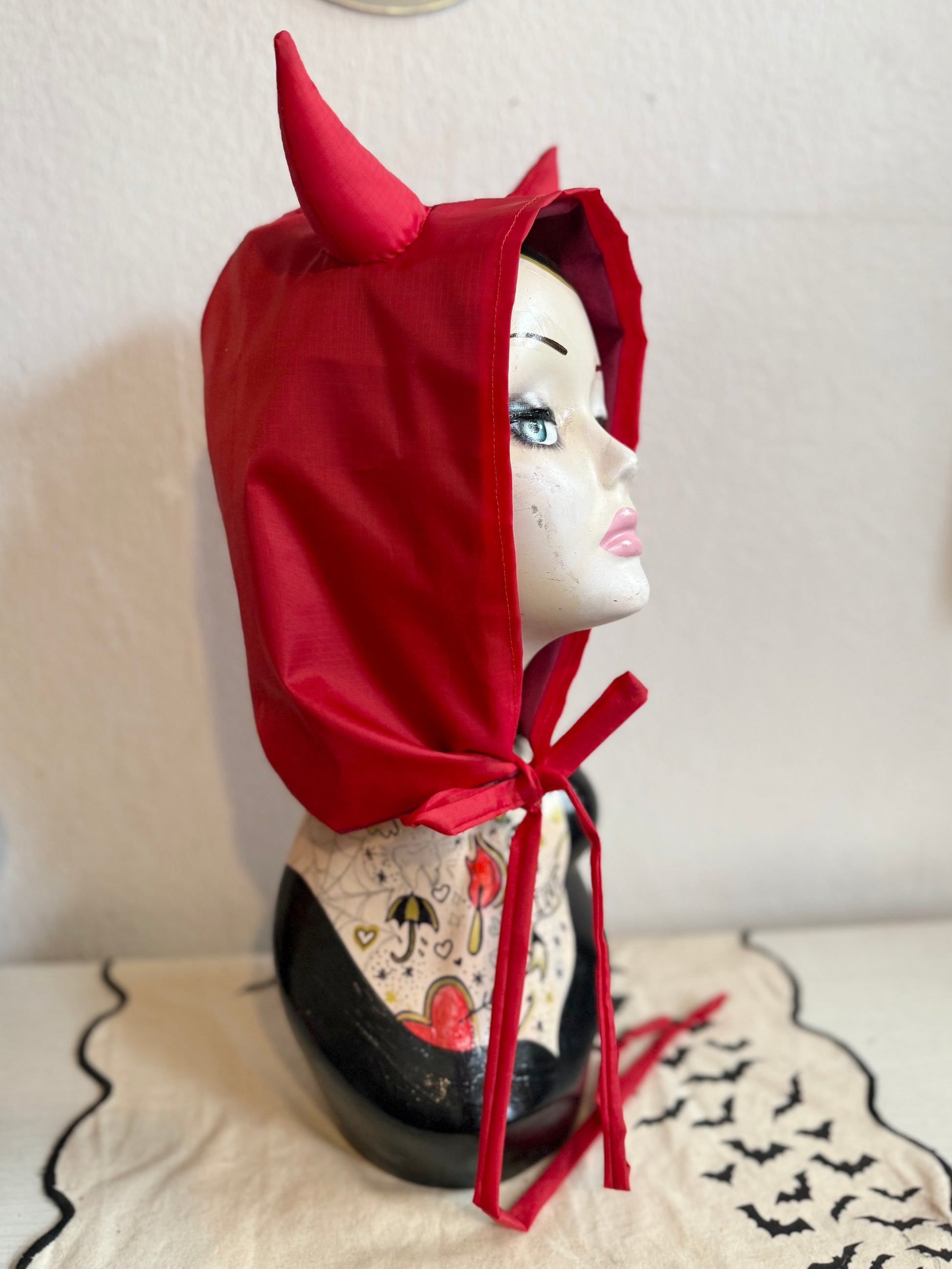 red devil horn rain hood water resistant festival hat 