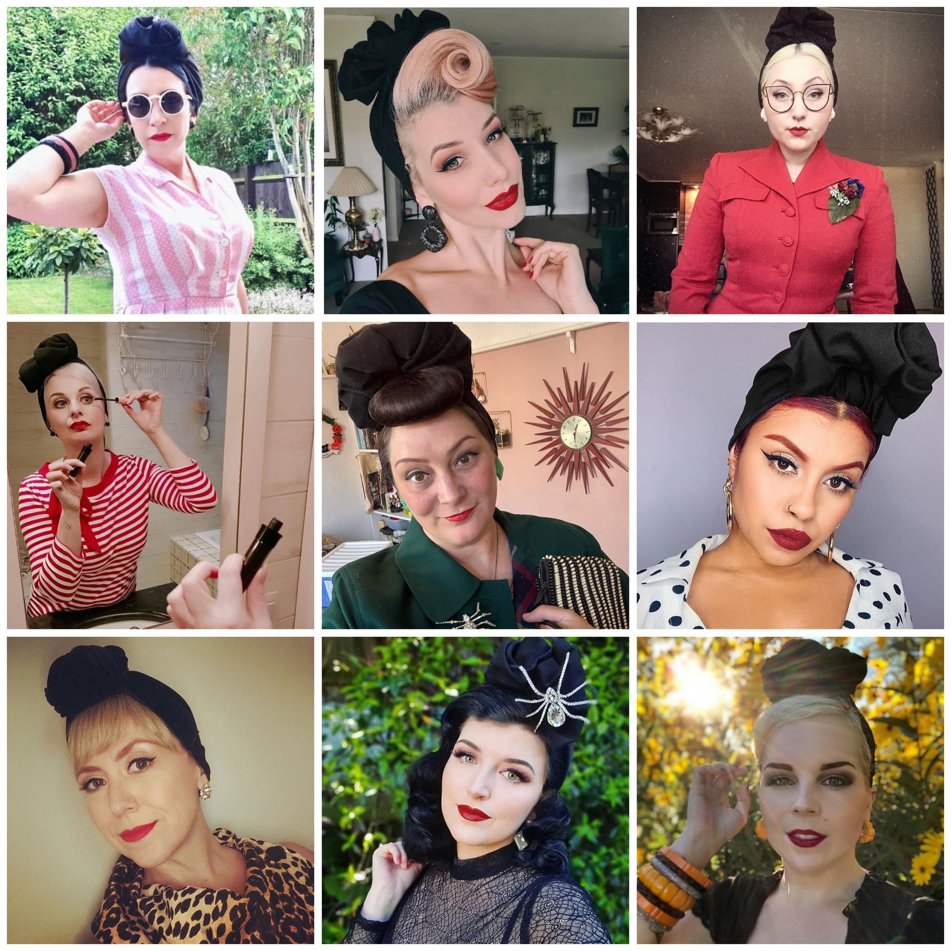 customer pics in black vintage style alternative turbans