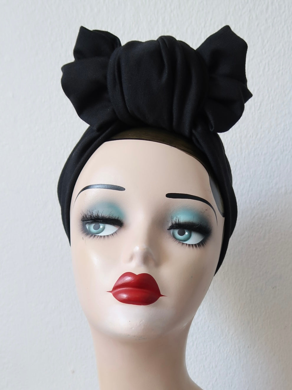 Black Pre-tied Stretchy Turban (full coverage) with Knot Choice
