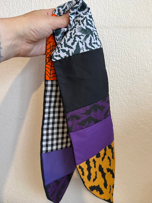 Halloween Patchwork Spooky Headscarf (self tie)
