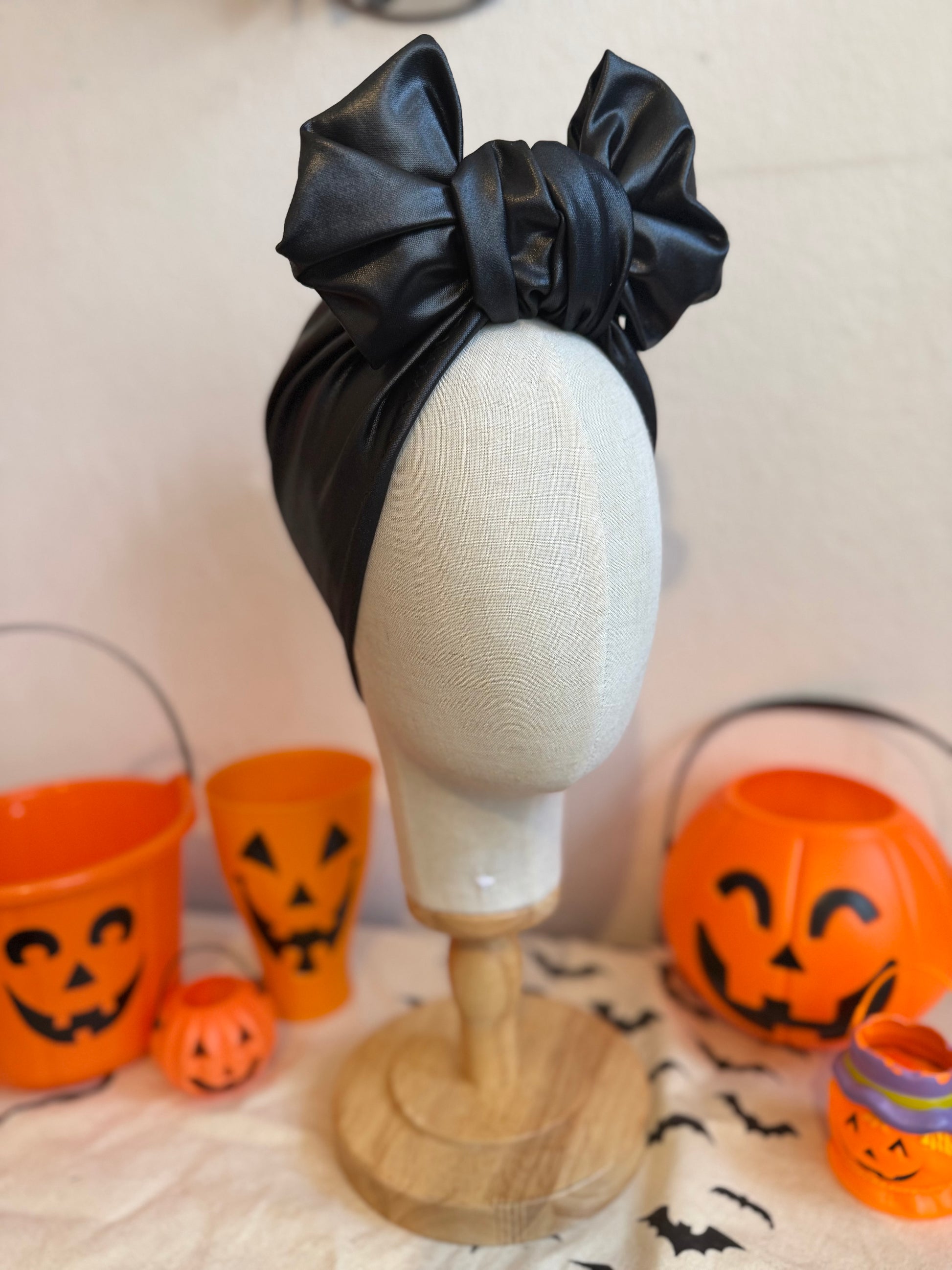 black gothic alternative turban hat