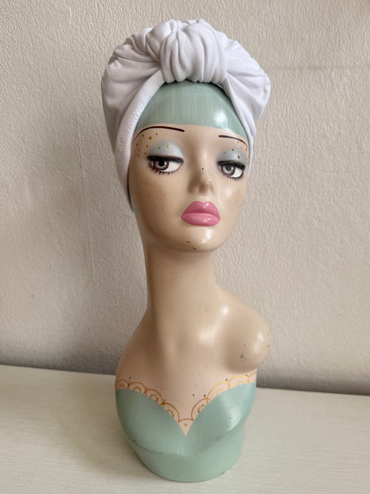 White 1940s vintage turban