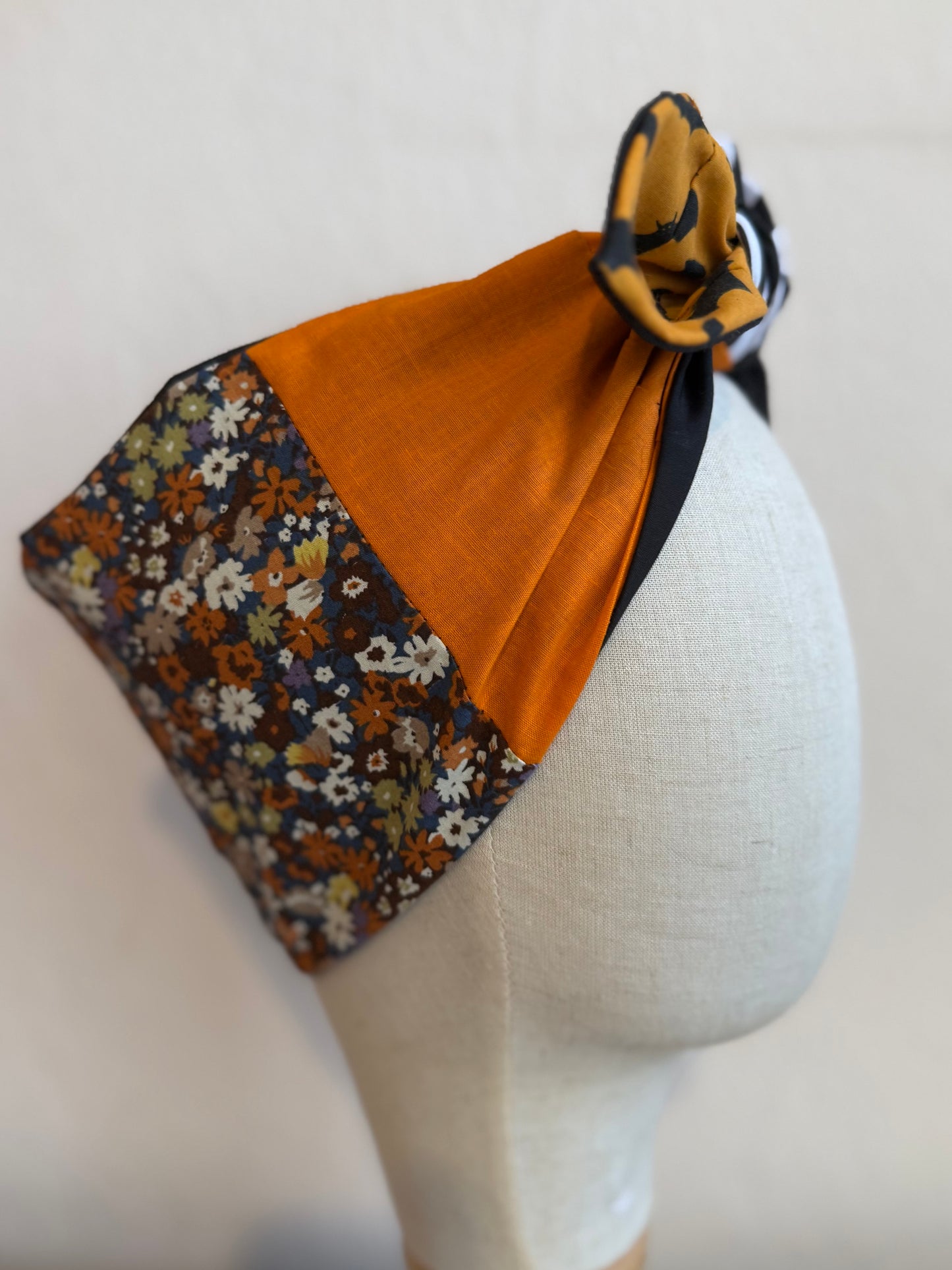 Halloween Patchwork Spooky Headscarf (self tie)