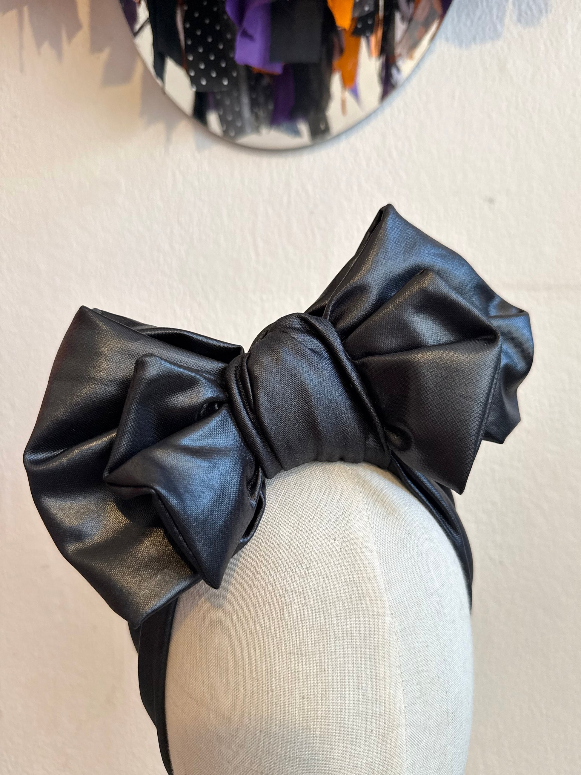 black gothic alternative leather look headband