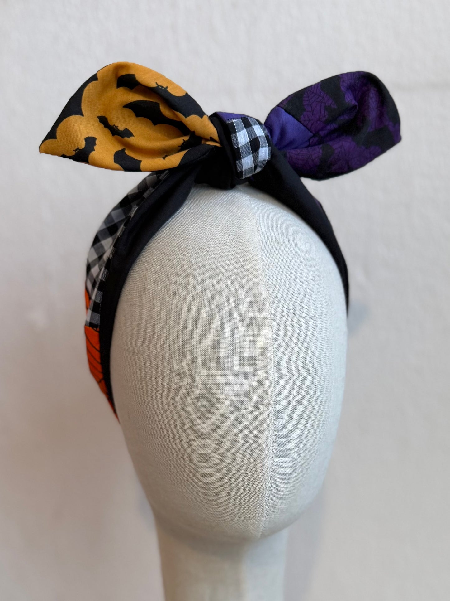 Halloween Patchwork Spooky Headscarf (self tie)