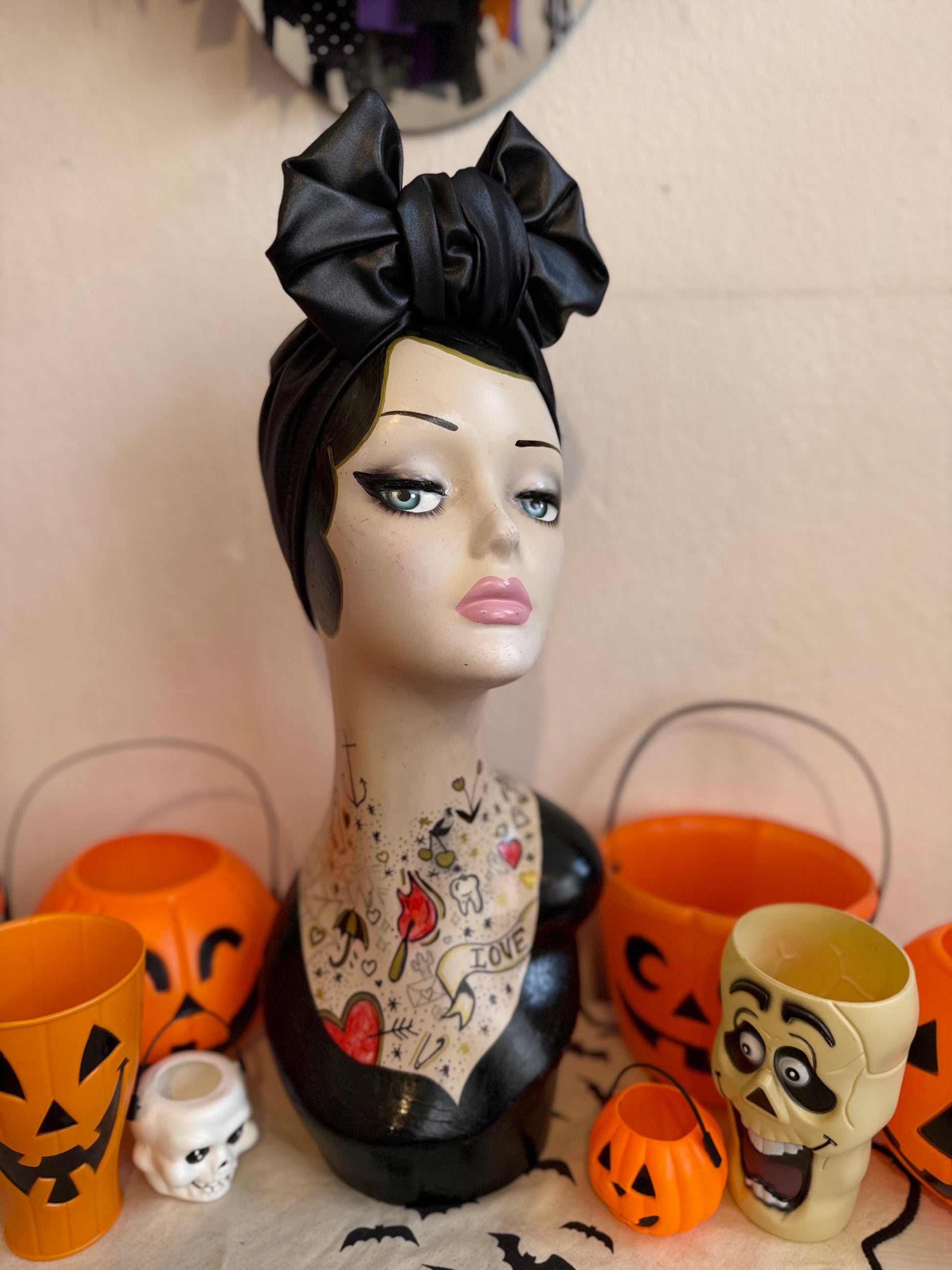 black gothic alternative turban hat 