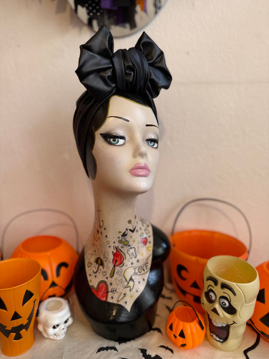 black gothic alternative turban hat 