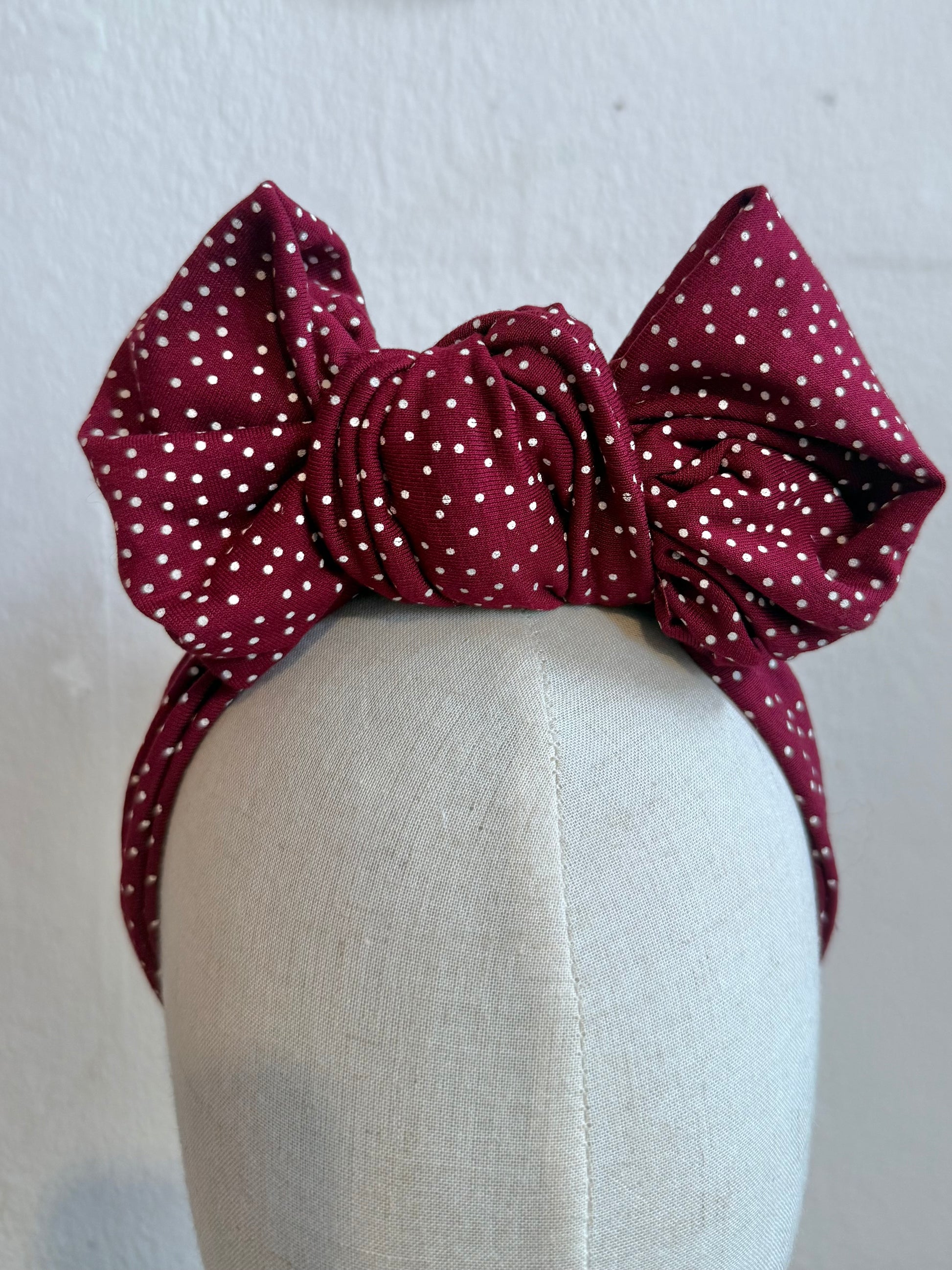 burgundy polka dot vintage style headband