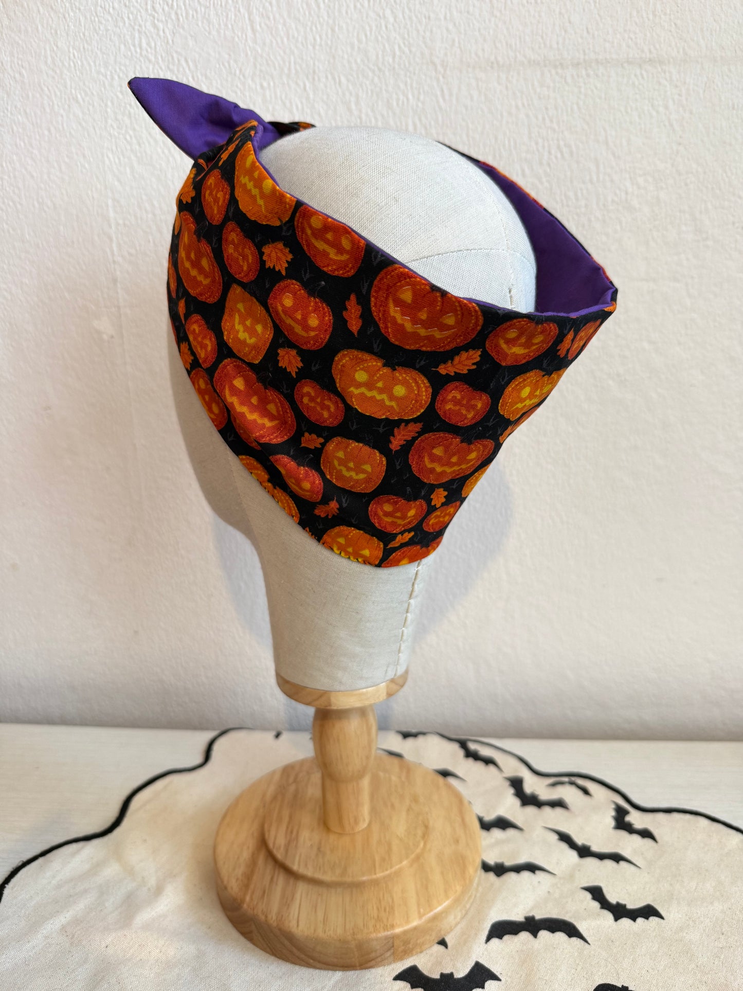halloween pumpkin print alternative fashion headscarf