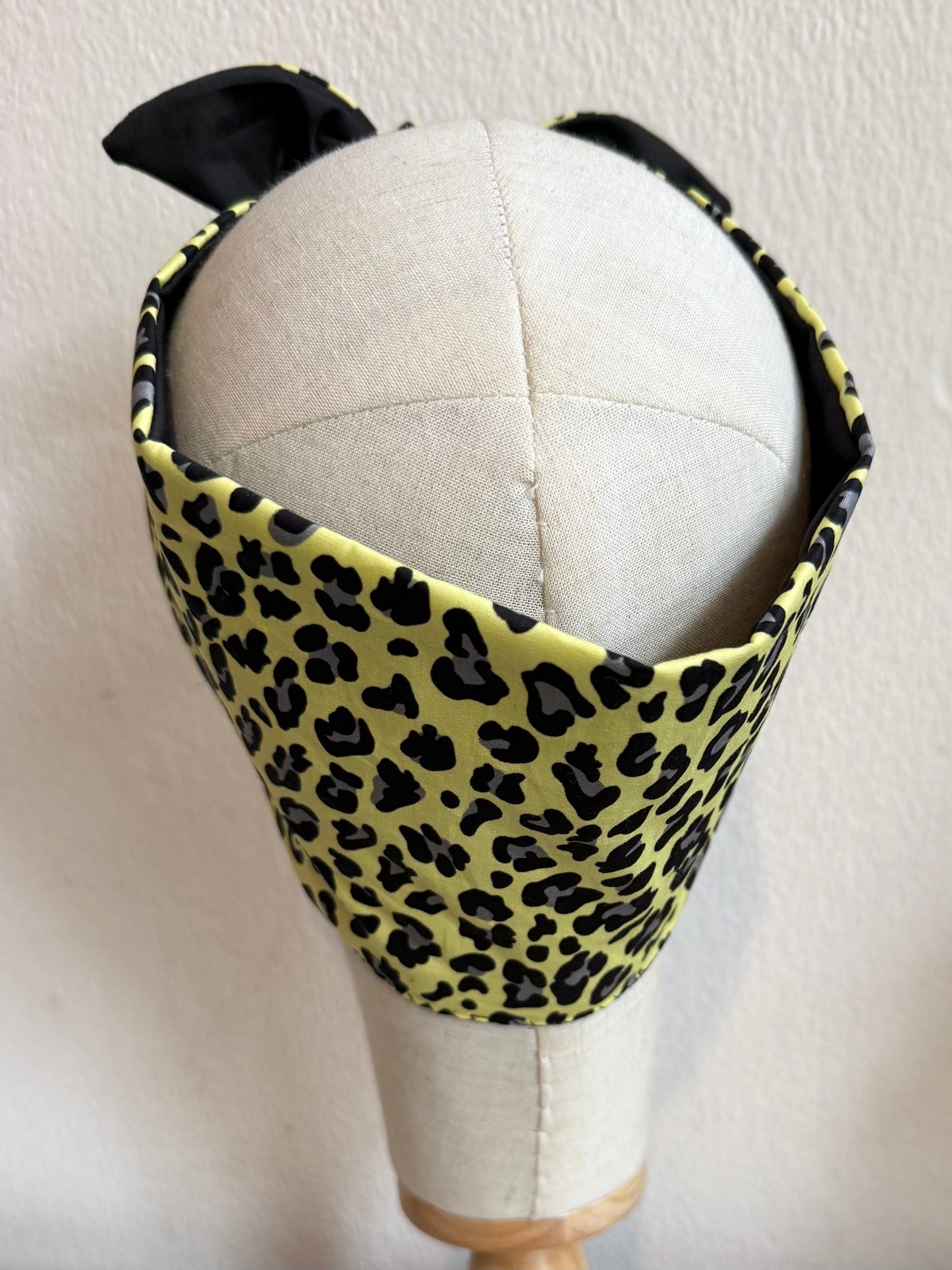 Yellow Leopard Print Headscarf (self tie)