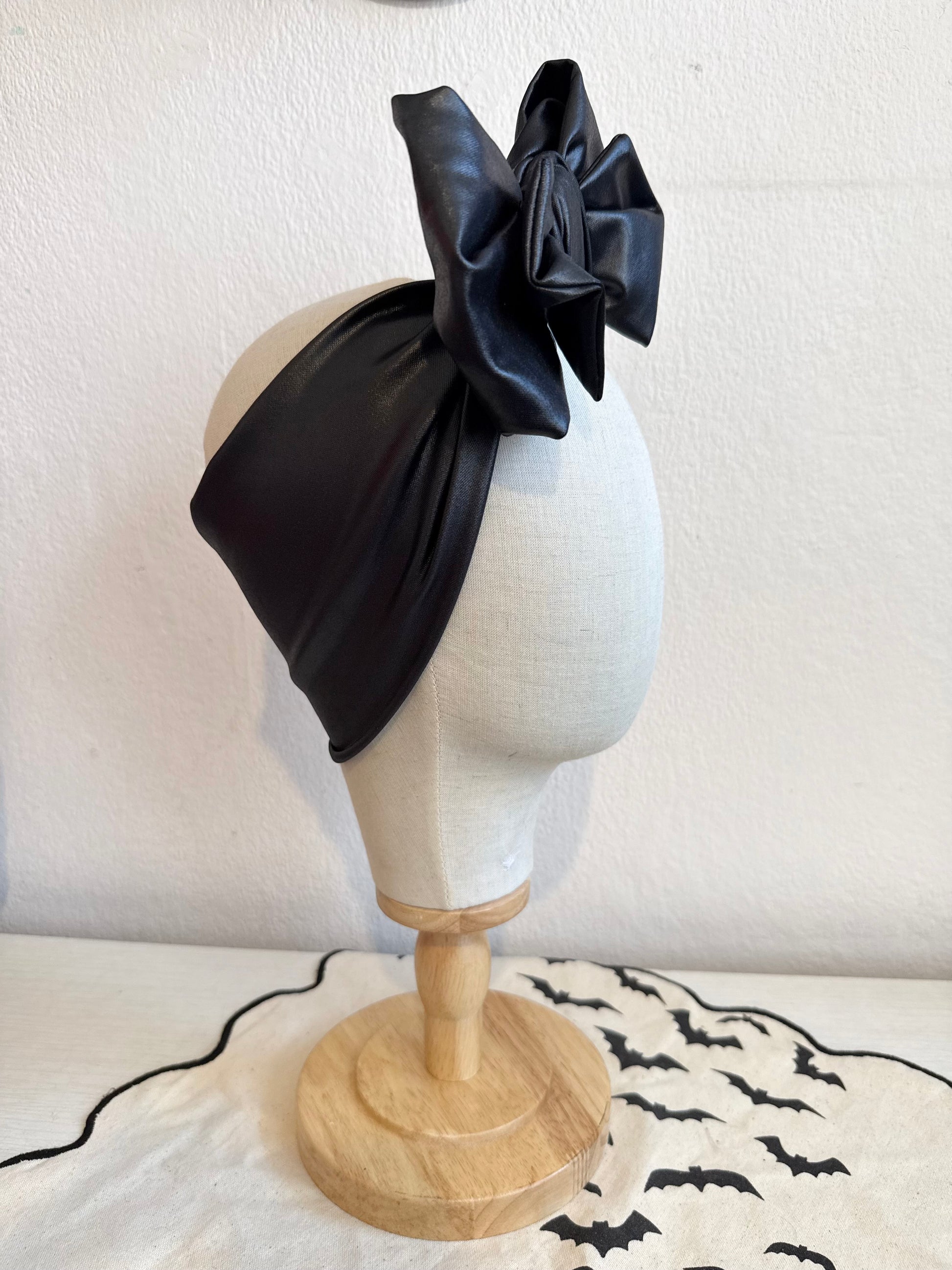 black gothic alternative leather look headband