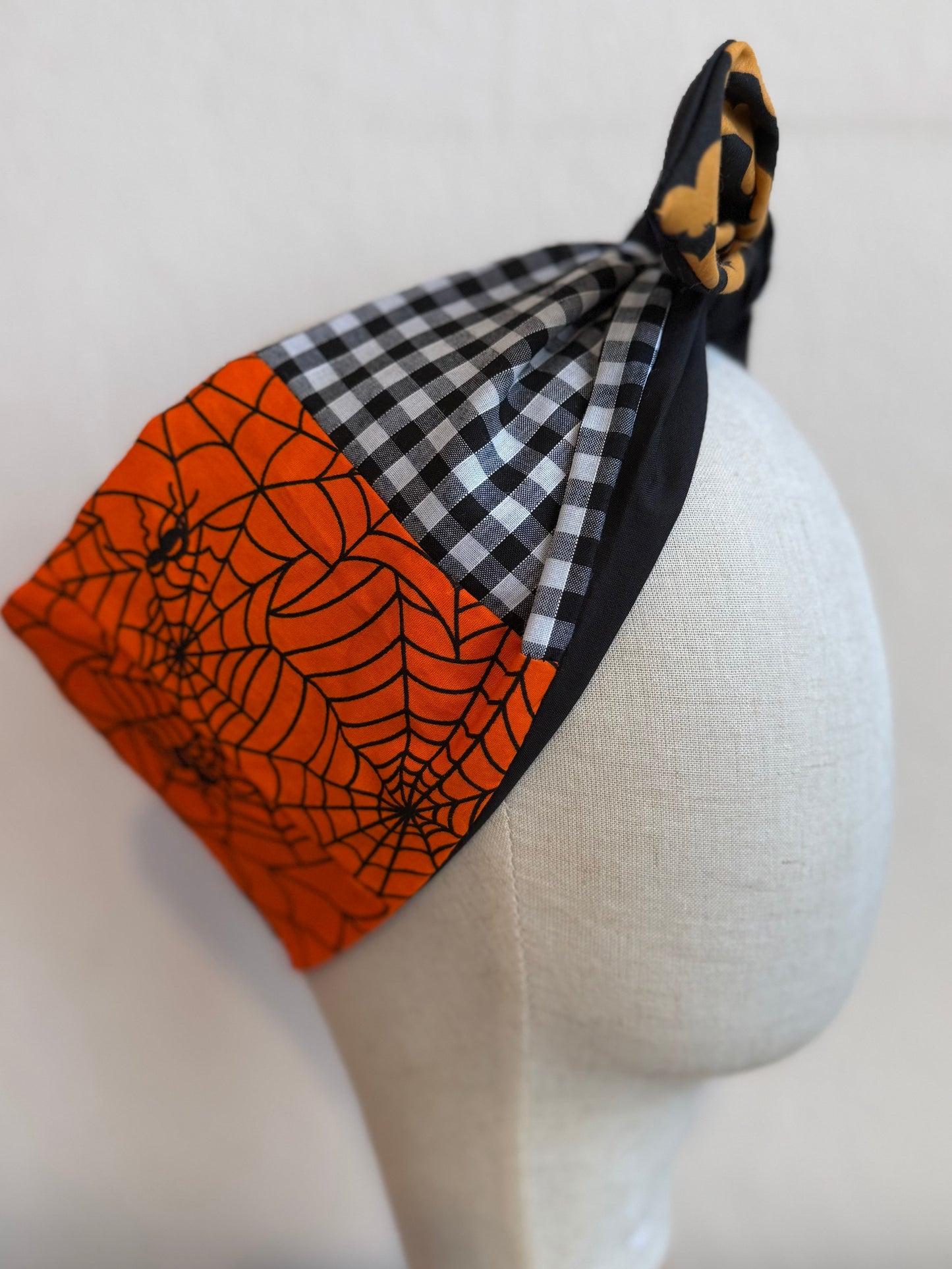 Halloween Patchwork Spooky Headscarf (self tie)