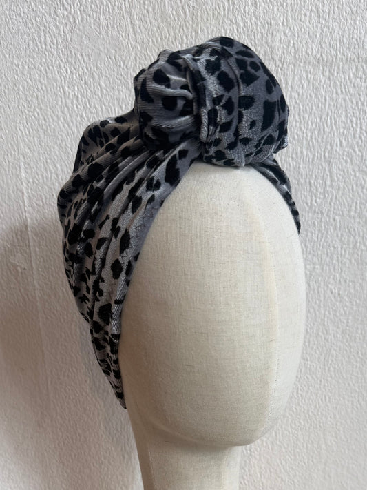 leopard print velvet turban