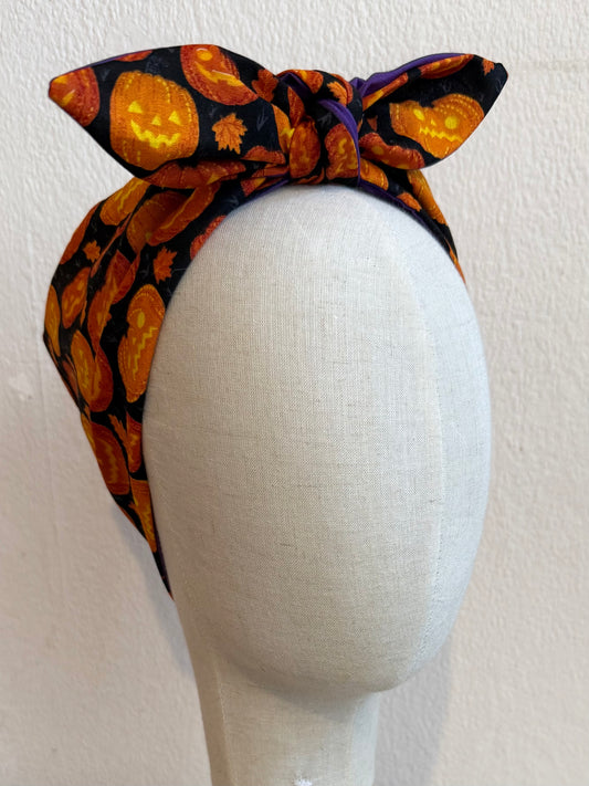 halloween pumpkin print alternative fashion headscarf