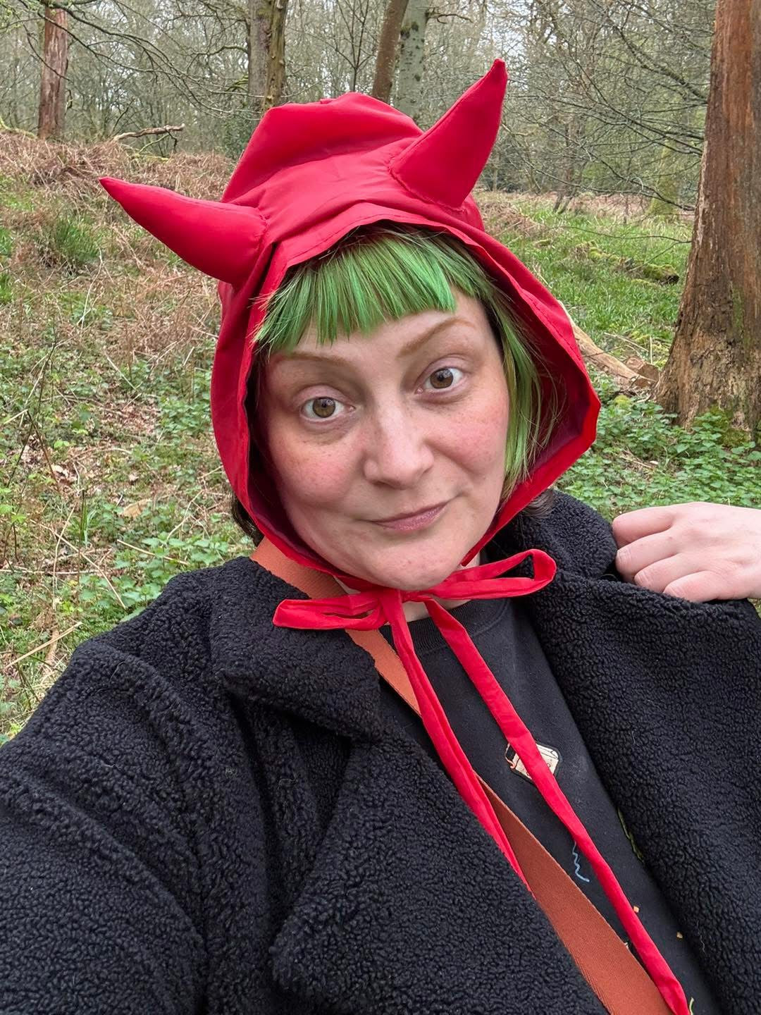 red devil horn rain hood water resistant festival hat 