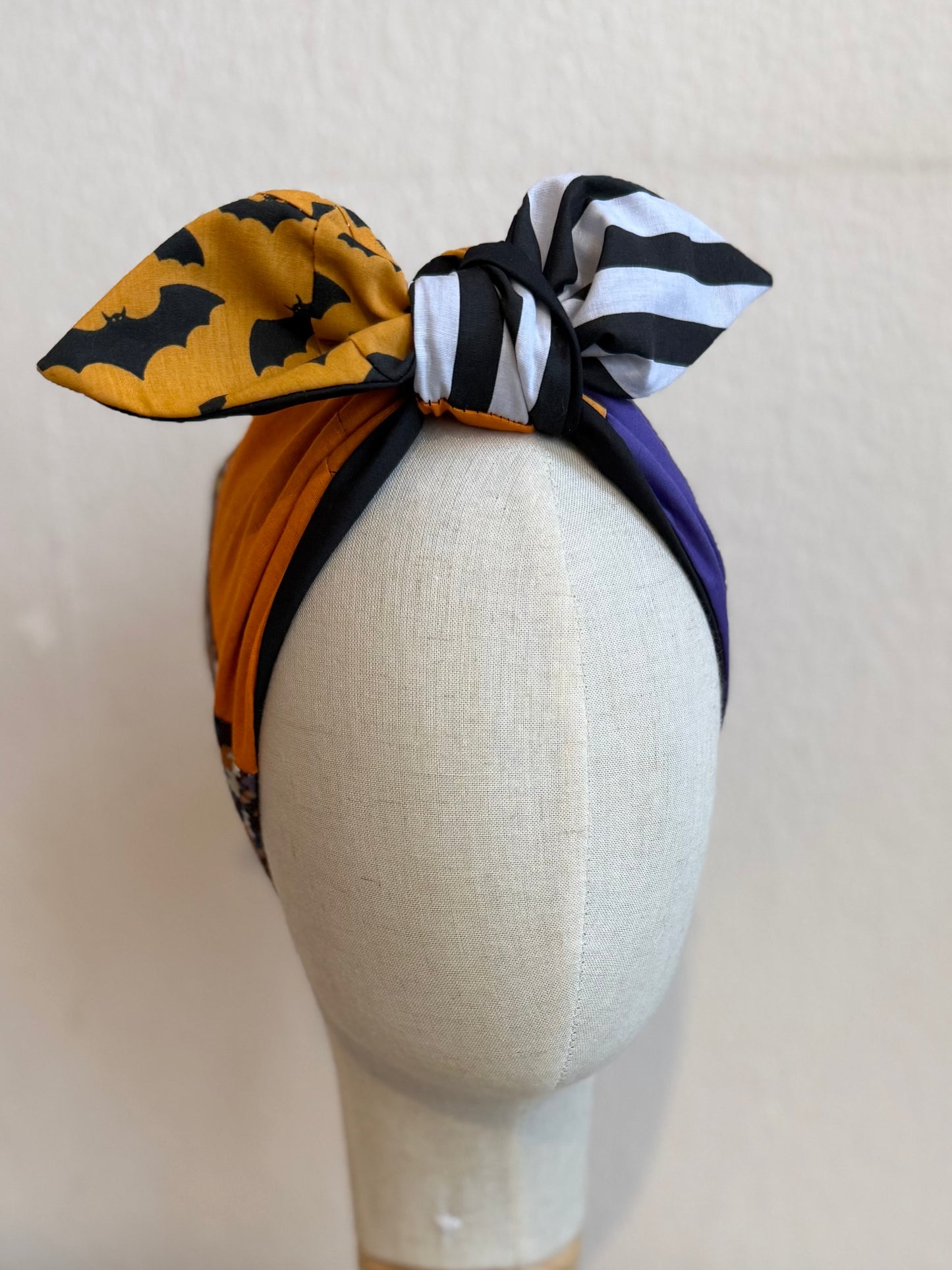 Halloween Patchwork Spooky Headscarf (self tie)