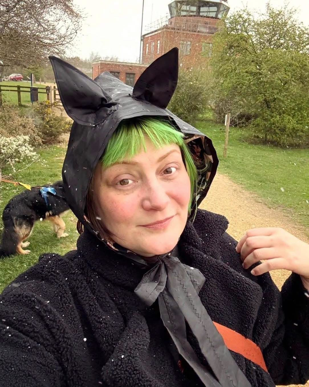 Black alternative fashion bat ear rain hood water resistant festival hat 