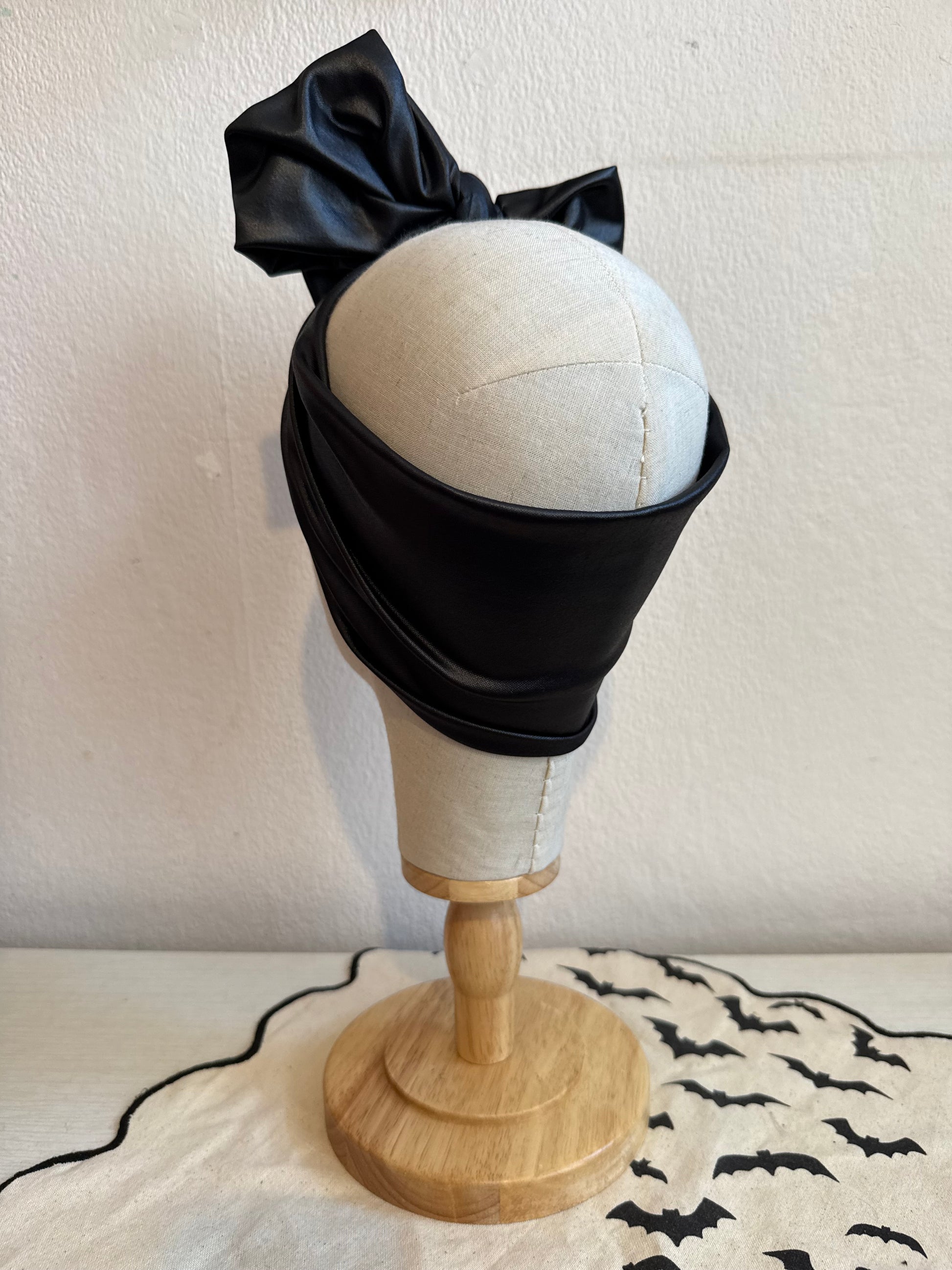 black gothic alternative leather look headband