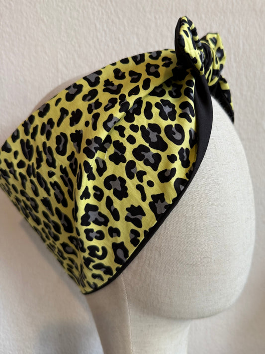 Yellow Leopard Print Headscarf (self tie)