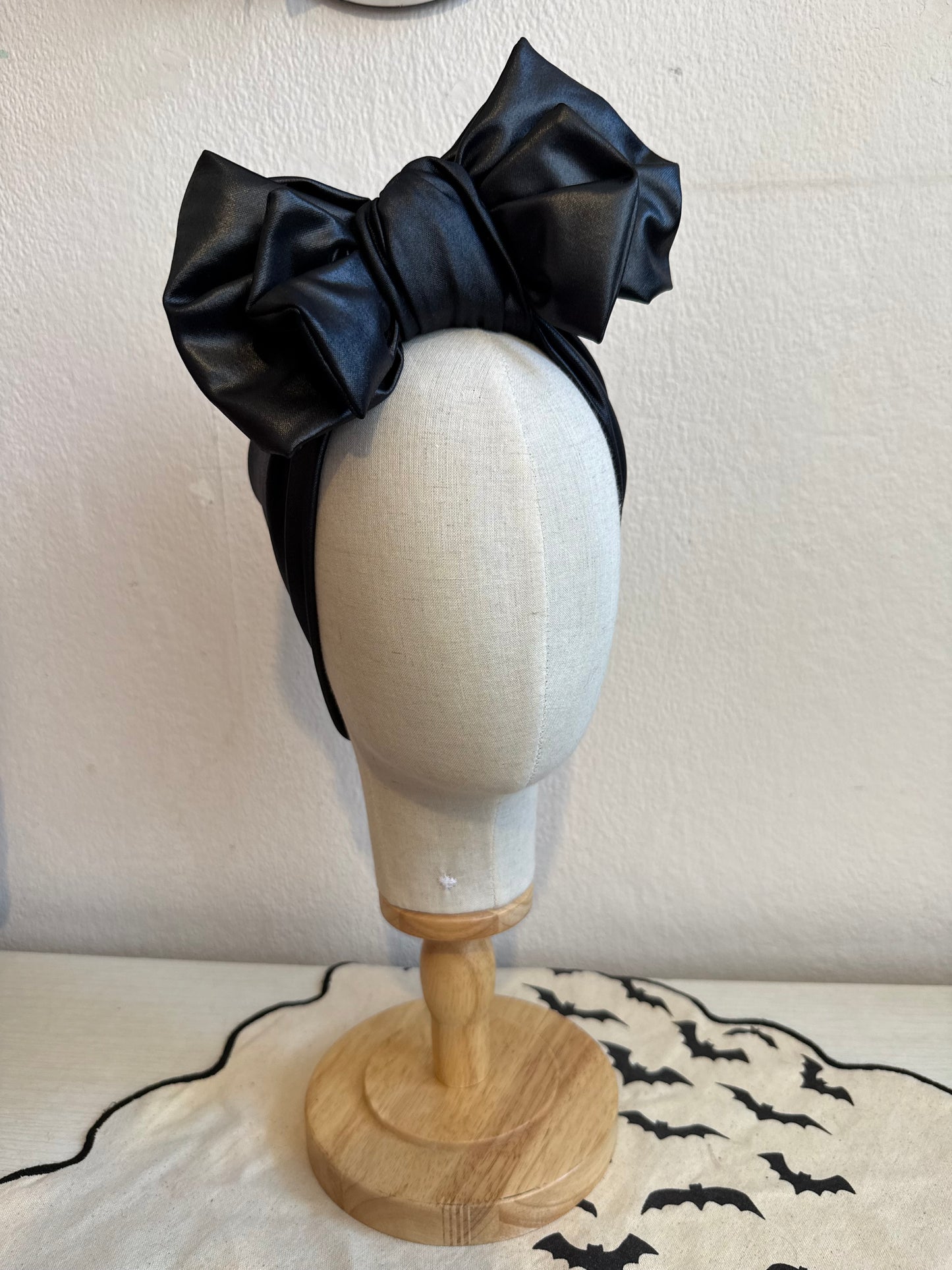 black gothic alternative leather look headband