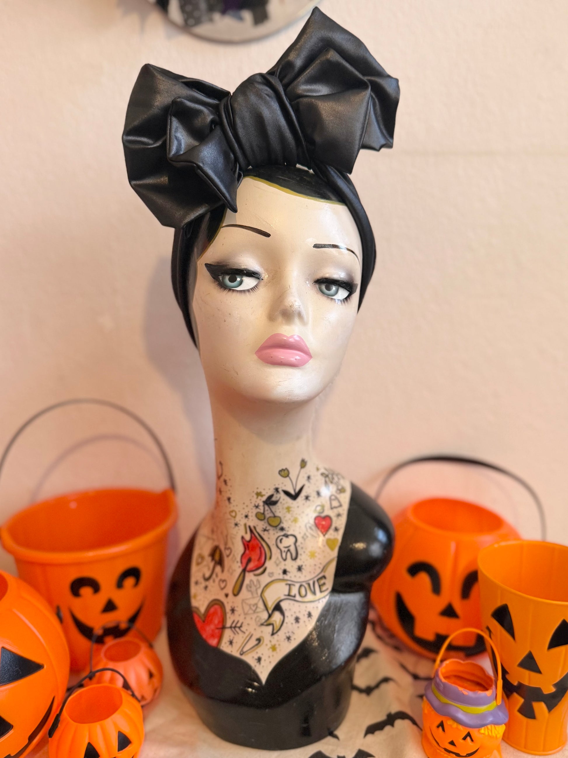 black gothic alternative leather look headband