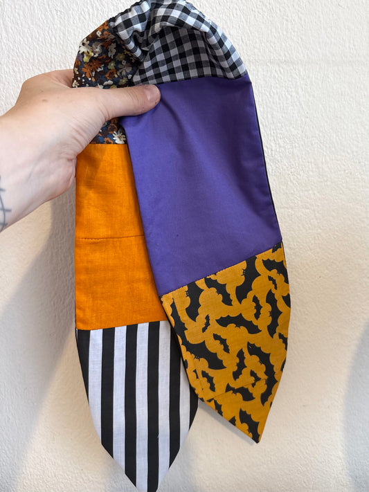 Halloween Patchwork Spooky Headscarf (self tie)