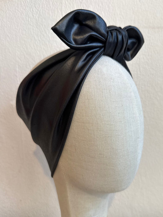 black gothic alternative leather look headband