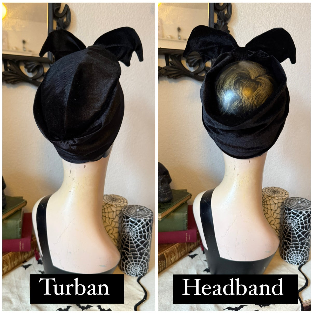 Bat velvet turban bat headband 
