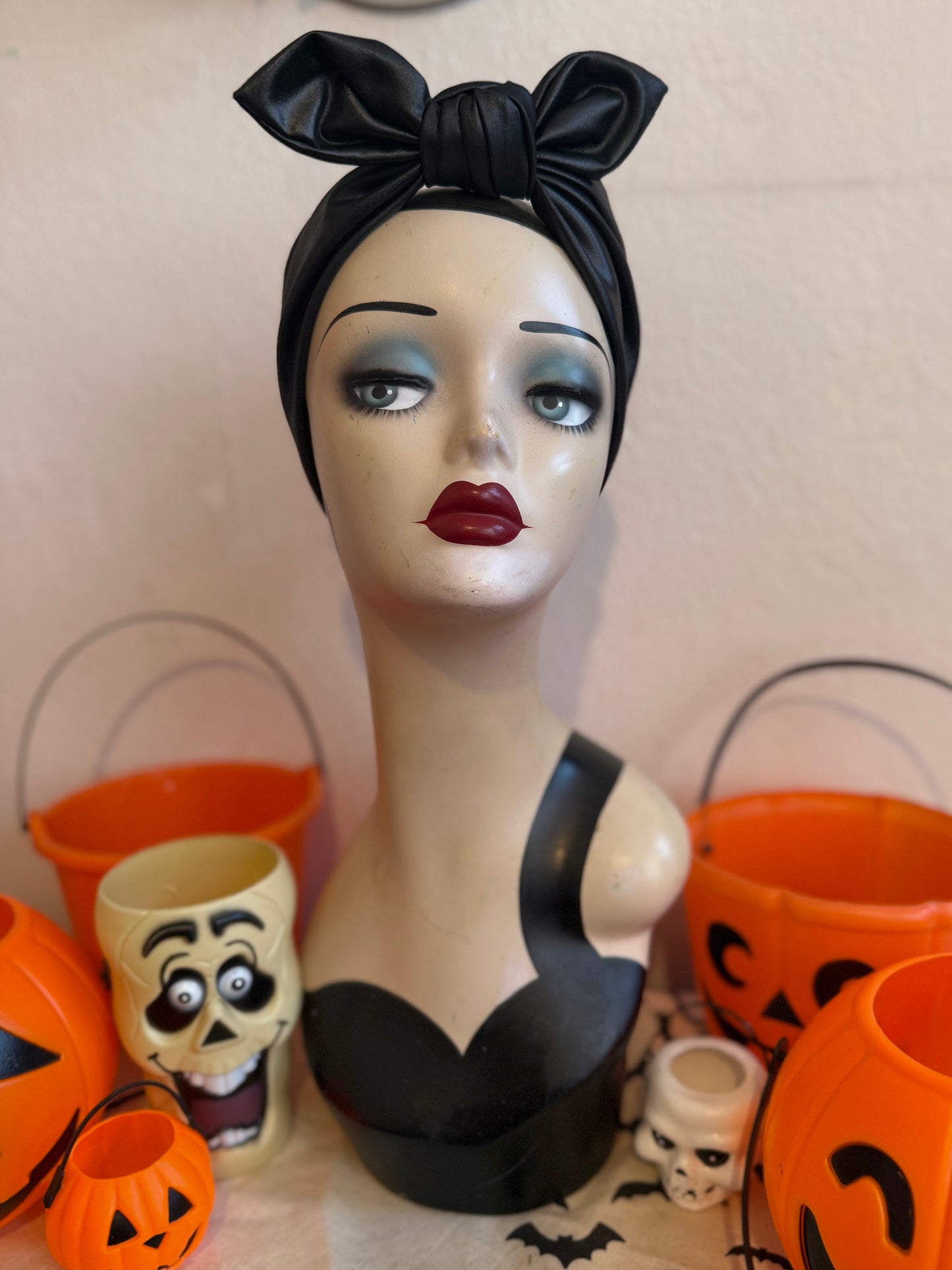 black gothic alternative leather look headband