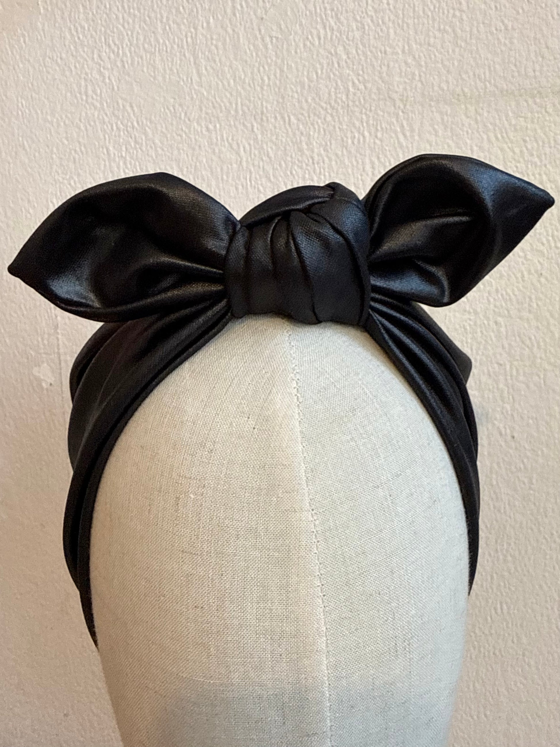 black gothic alternative leather look headband