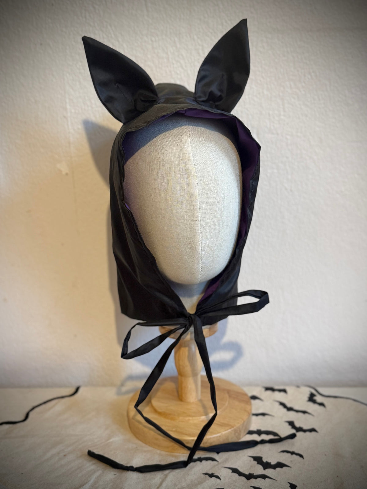 Bat Ear Rain Hood in Black