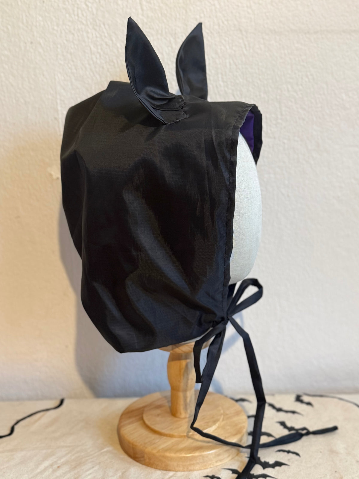 Bat Ear Rain Hood in Black