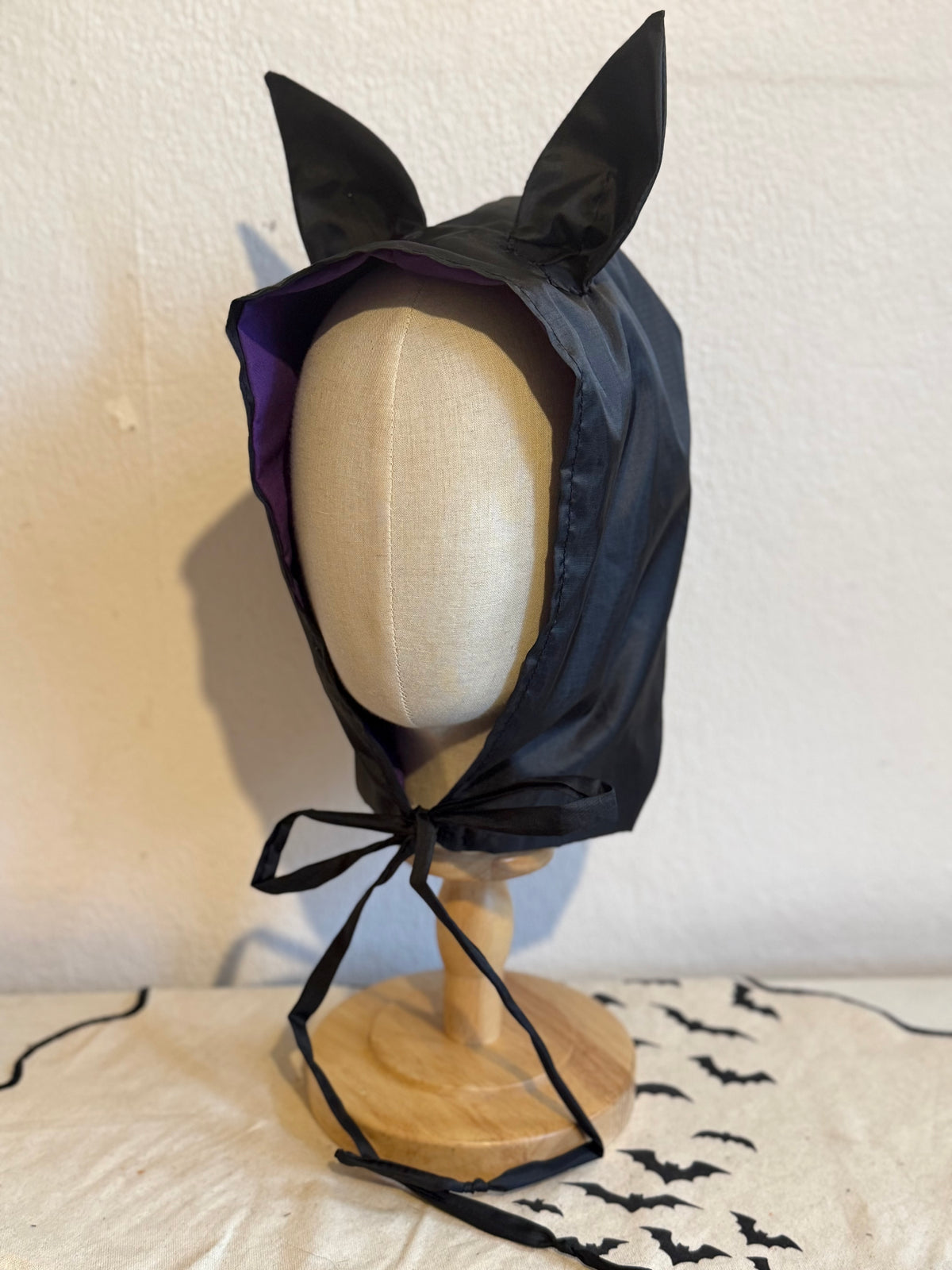 Bat Ear Rain Hood in Black